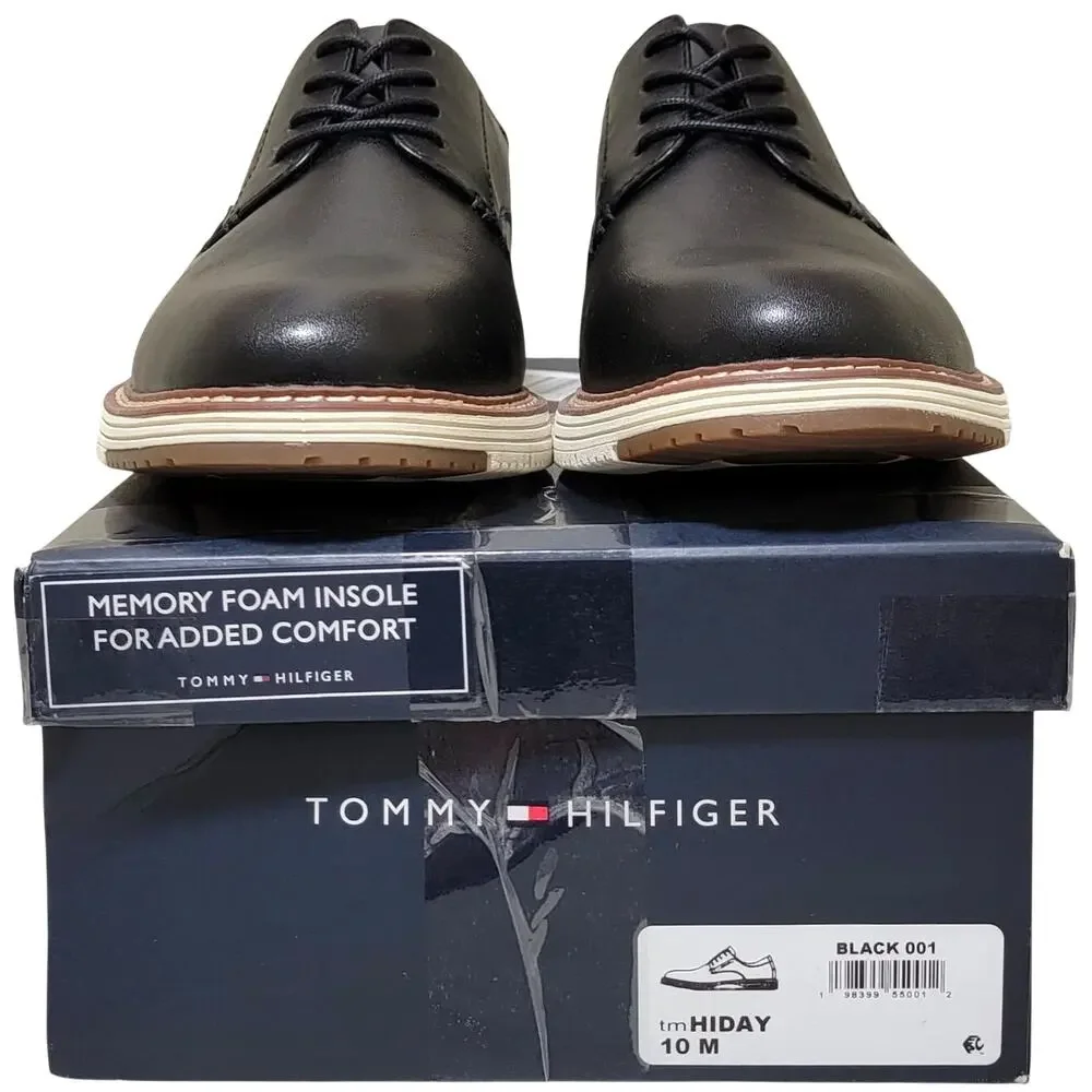 Tommy Hilfiger Men Hiday Casual Derby Oxfords Size US 10M Black Faux Leather